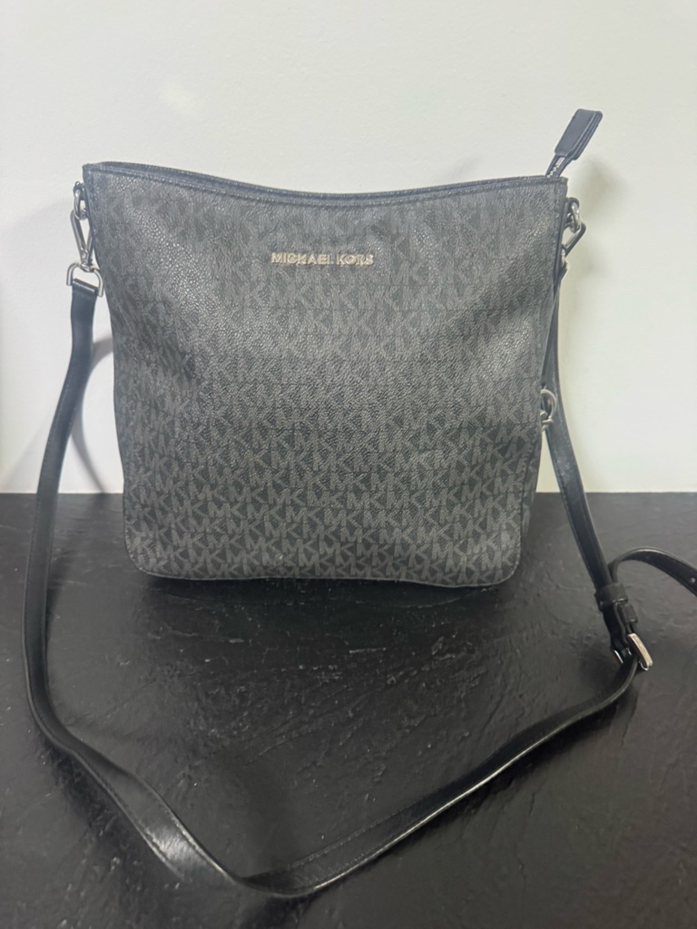 Michael Kors Gray MK Signature Crossbody Bag